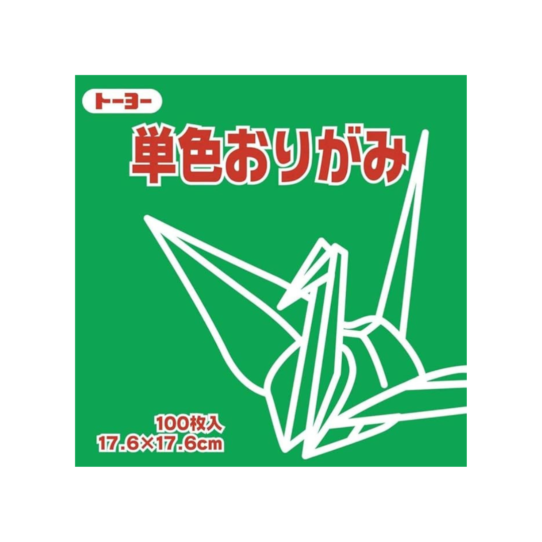 Toyo 065116 Origami Single Sided Origami Origami Solid Color 7.9 inches (17.6 cm) Square Green Pack of 100