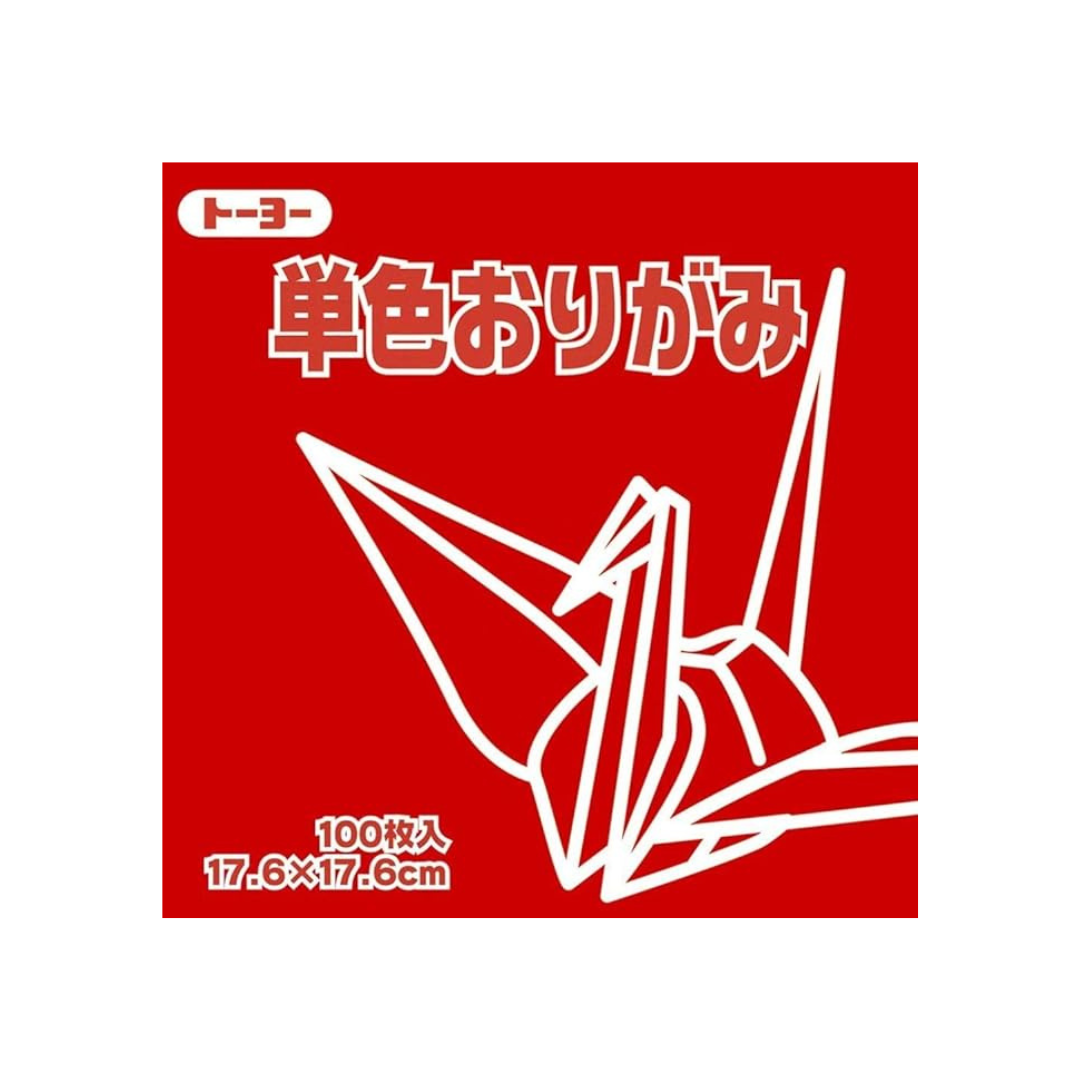 Toyo 065102 Origami Single Sided Origami Origami Solid Color 7.9 inches (17.6 cm) Square Red 100 Sheets