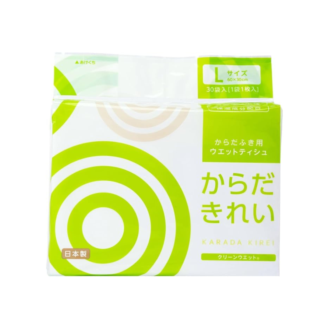 Toyo Clean Wet Clean Body Wet Towels, Body Wipes, L Size, 23.6 x 11.8 inches (60 x 30 cm), Individually Packaged, 30 Towels x 1 Bag