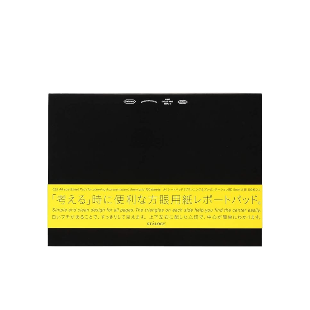 Nitto Sheet Pad STALOGY A4 Landscape Planning & Presentation Black S4201