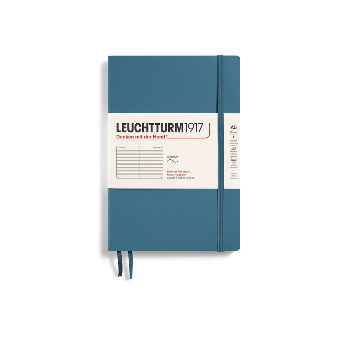 Leuchtturm Notebooks Stone Blue Softcover Medium (A5) Horizontal Ruled 363400