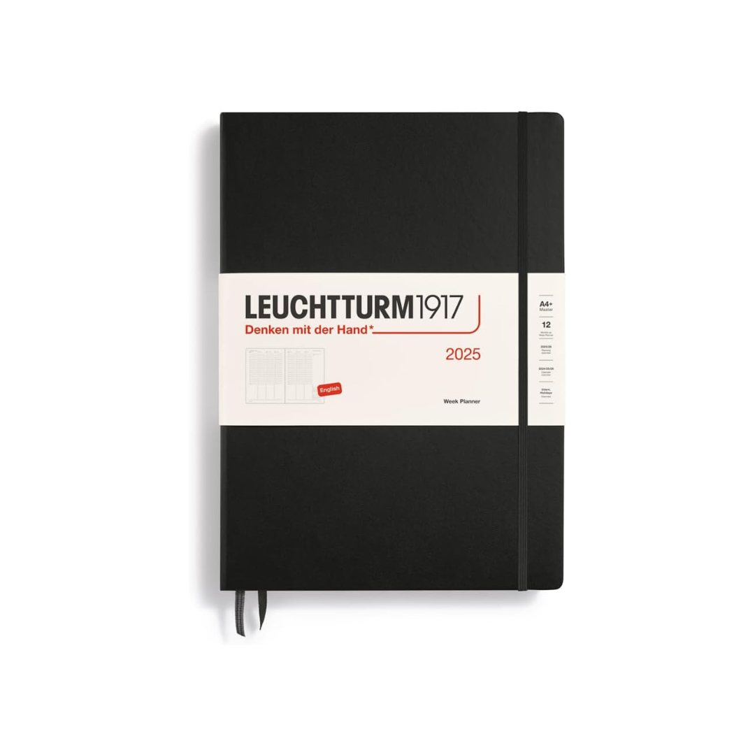 Leuchtturm 370792 Notebook, Begins in January, 2025, A4, Weekly Vertical Black