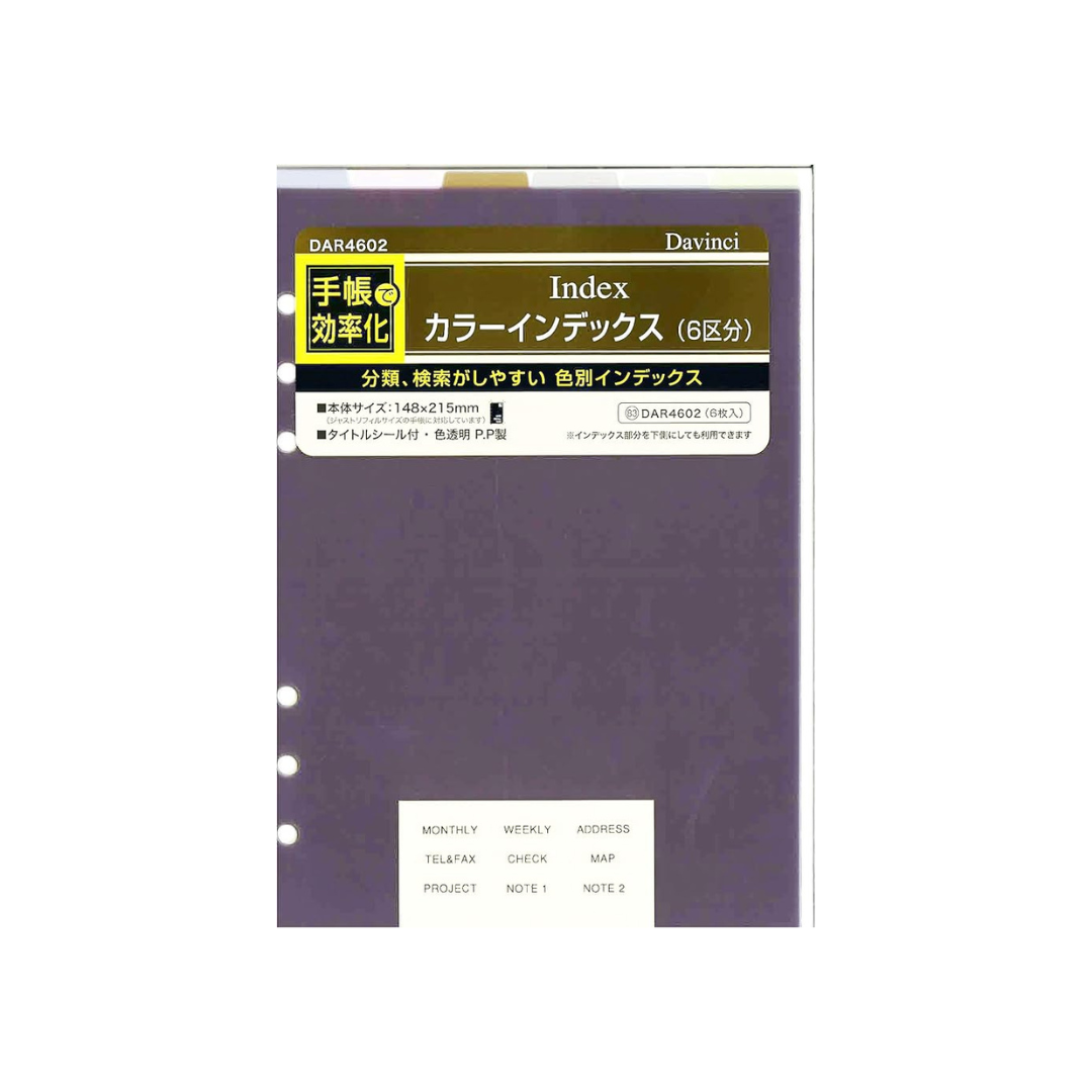 Raymay Fujii Da Vinci Notebook Refill, Color Index, 6 Sections, A5, Earth Color