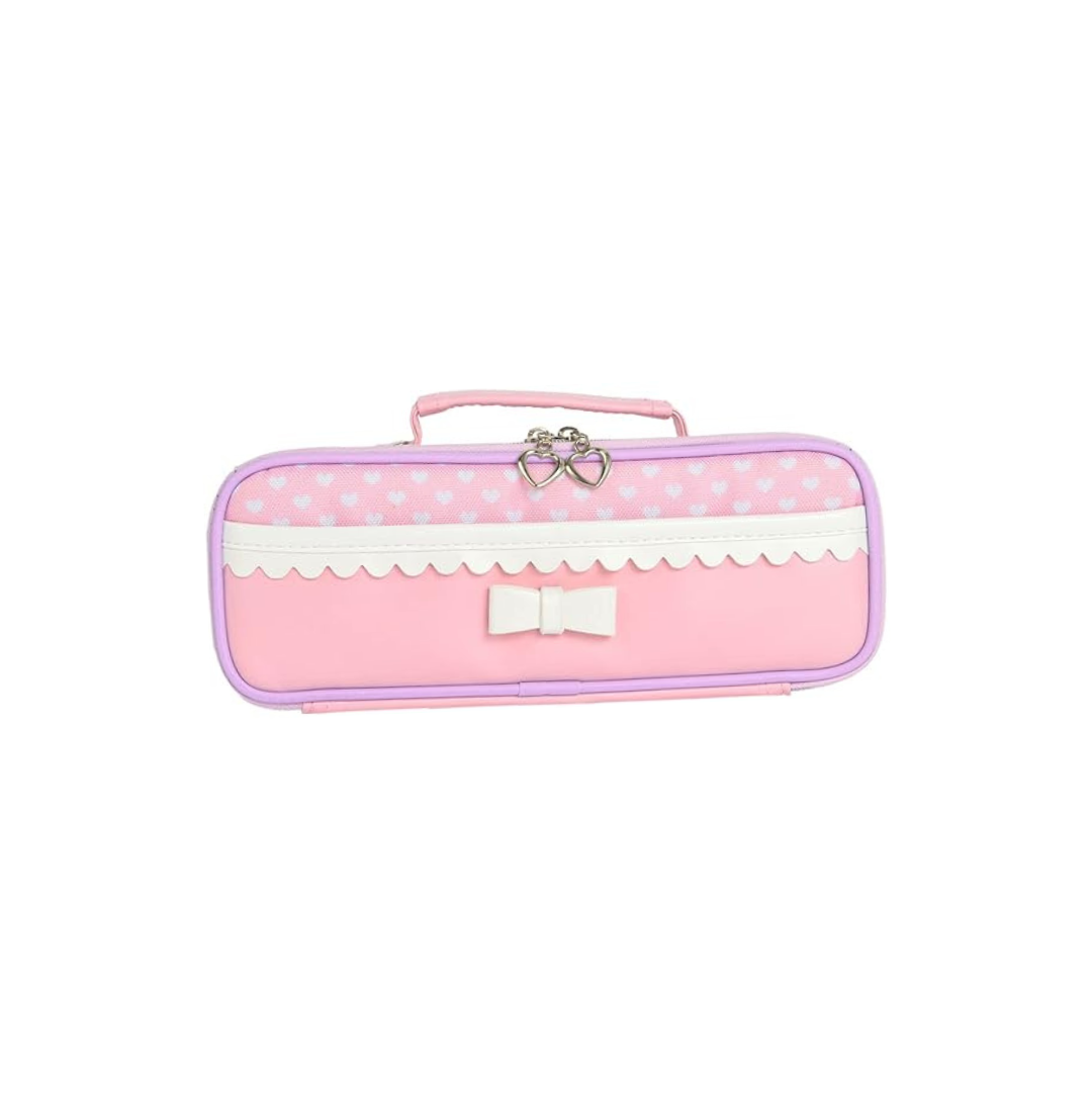 Raymay Fujii Pencil Case, Girls, Elementary School Students, Topliner, Pen Case, Elementary School Students, Large Capacity, Kids, Heart, Ribbon, Lace, Dots, Compact, Compact, Multi-functional Pen