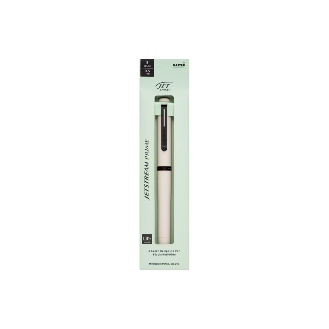 Mitsubishi Pencil SXE3LPR05-46 3 Color Ballpoint Pen Jet Stream Prime Lite Touch Ink Black/Red/Blue 0.5mm (Cloudy White)