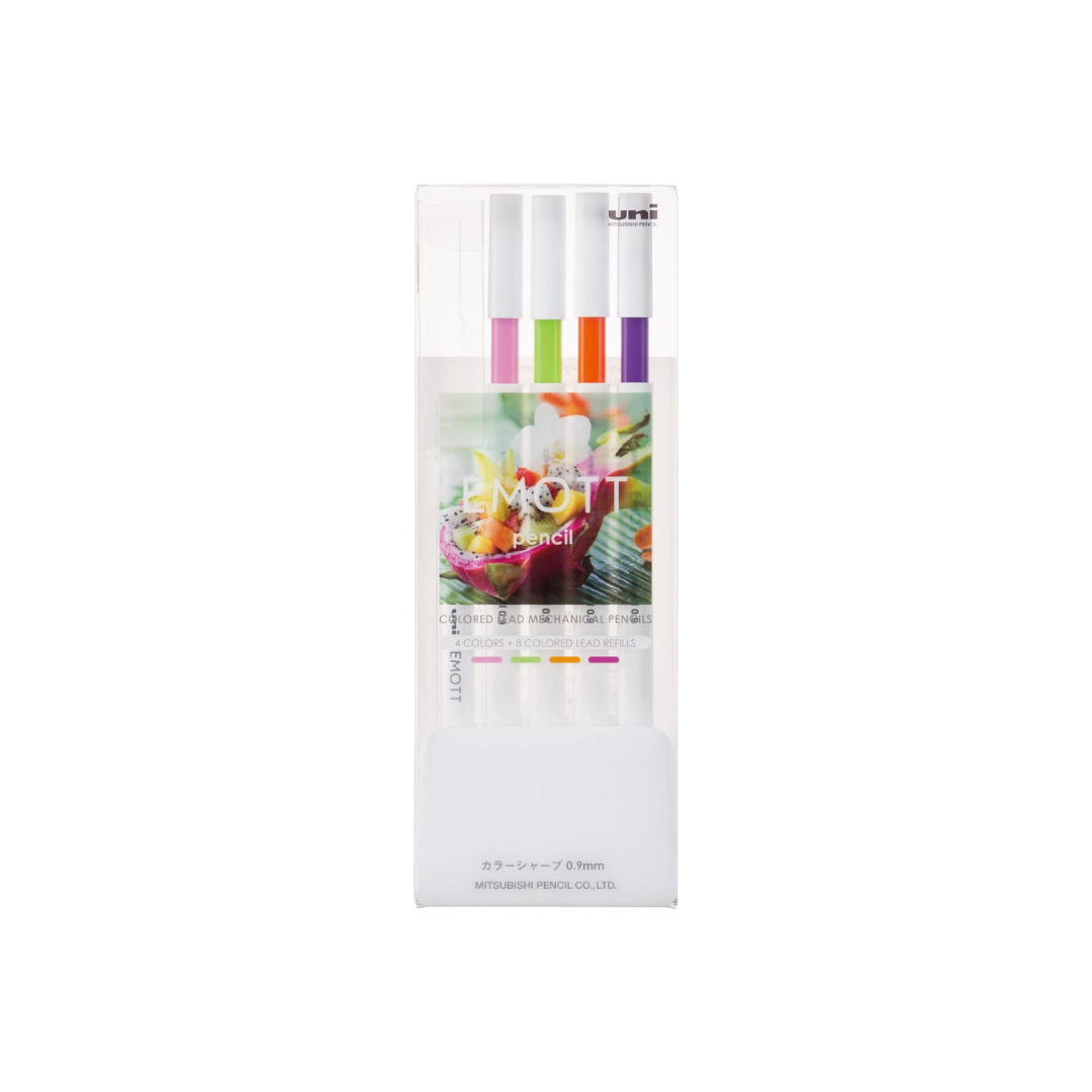 Mitsubishi Pencil M9EM4CL.NO2 Mechanical Pencil, EMOTT Pencil, Color Lead Sharp, 0.9, 4 Colors, No.2, Tropical Color