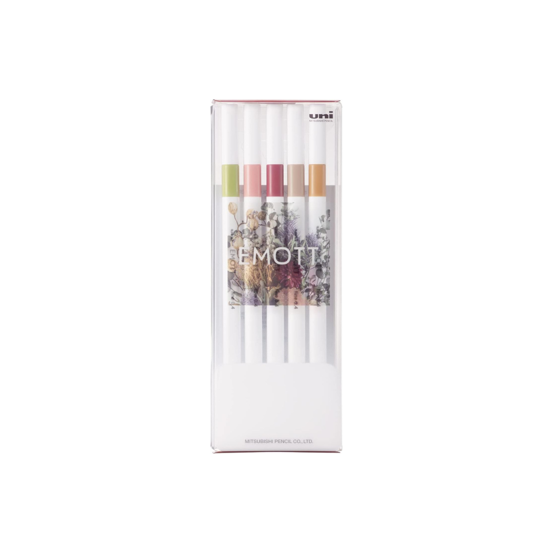 Mitsubishi Pencil, EMOTT, Water Pen, 5 Colors, No. 10, Botanical Color, PEMSY5C.NO10