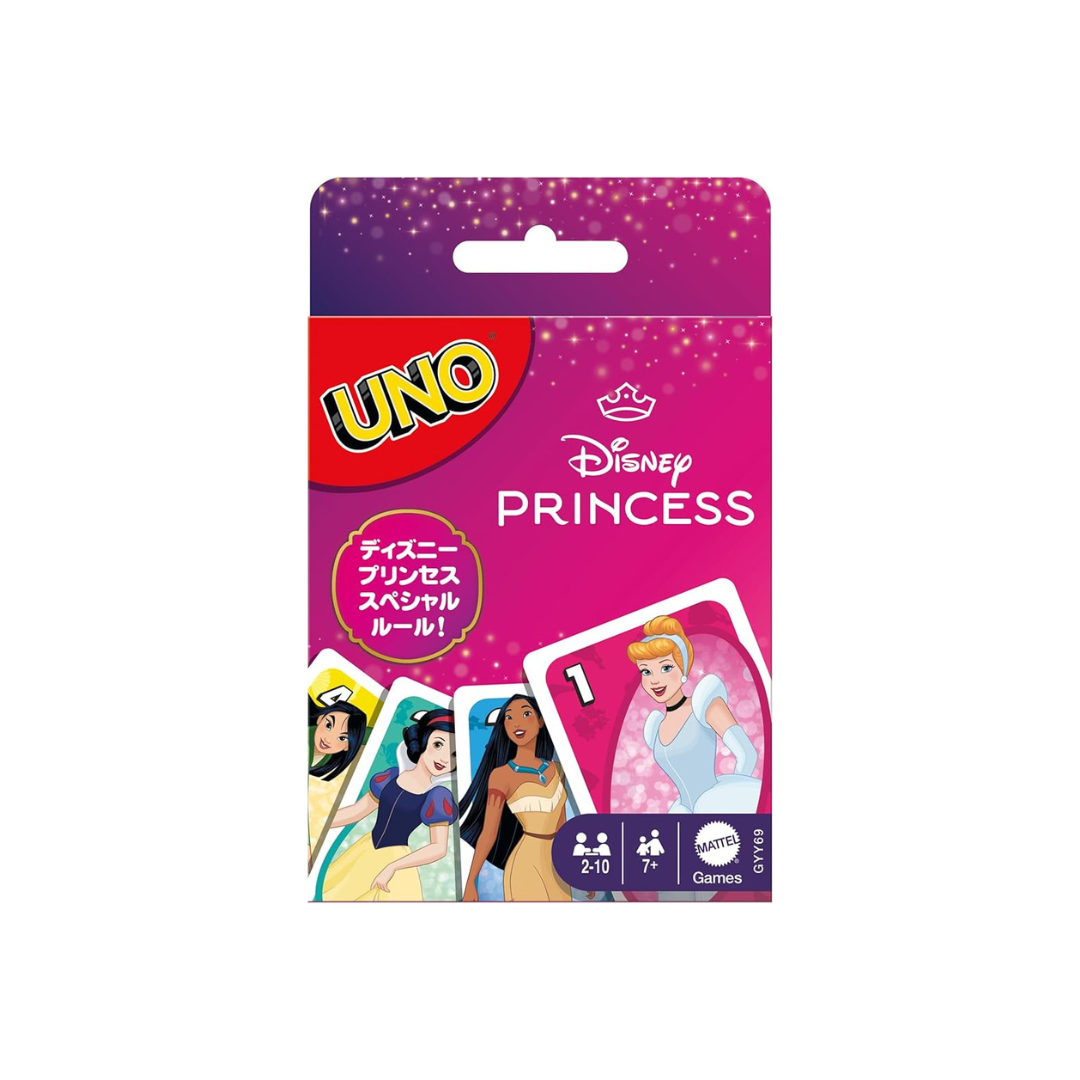 Mattel Game GYY69 Uno, Disney Princess Game, Party Goods, Card Game, 112 Pieces, For 2-10 People, 7 Years Old and Up, Pink