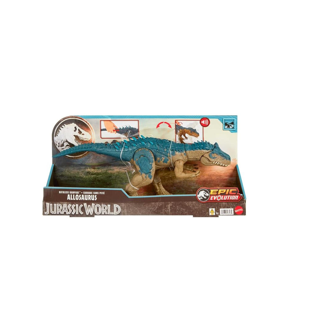 Mattel HRX50 Jurassic World Battle Action! Alosaurus Dinosaur Toy, Total Length: Approx. 17.4 inches (44.1 cm), 4 Years Old and Up