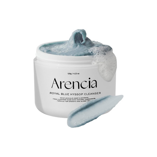 Arencia Royal Blue Hyssop Rice Cake Fresh Cleanser - Moisturizing, Brightening, Deep Cleansing - Rice Water, Rice Powder, Saltwater Formulated - Natural, Vegan, No Animal Testing Korean Mochi Cleanser