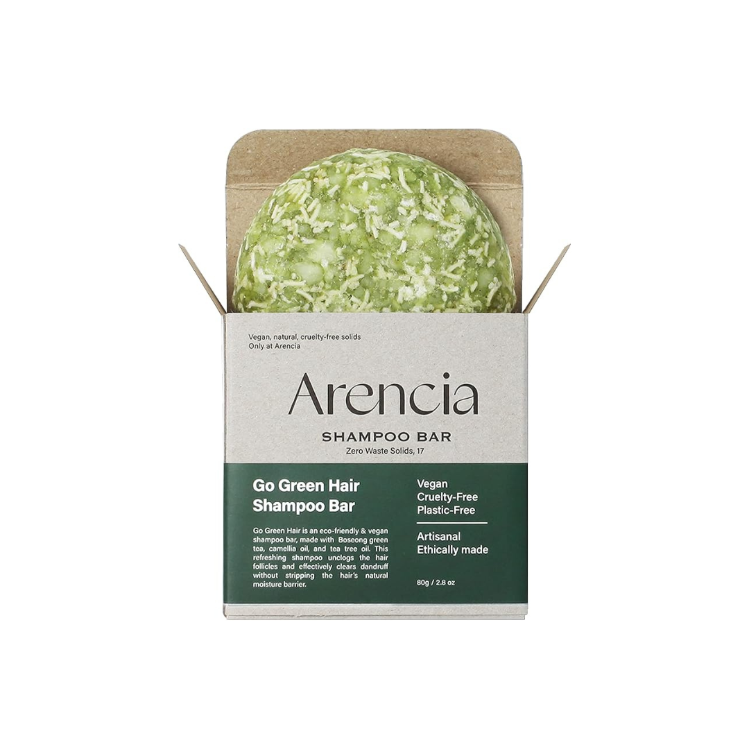 Arencia Solid Shampoo, Refreshing, Hypoallergenic, Non-Silicone, Weak Acid, Natural, Go Green Shampoo Bar