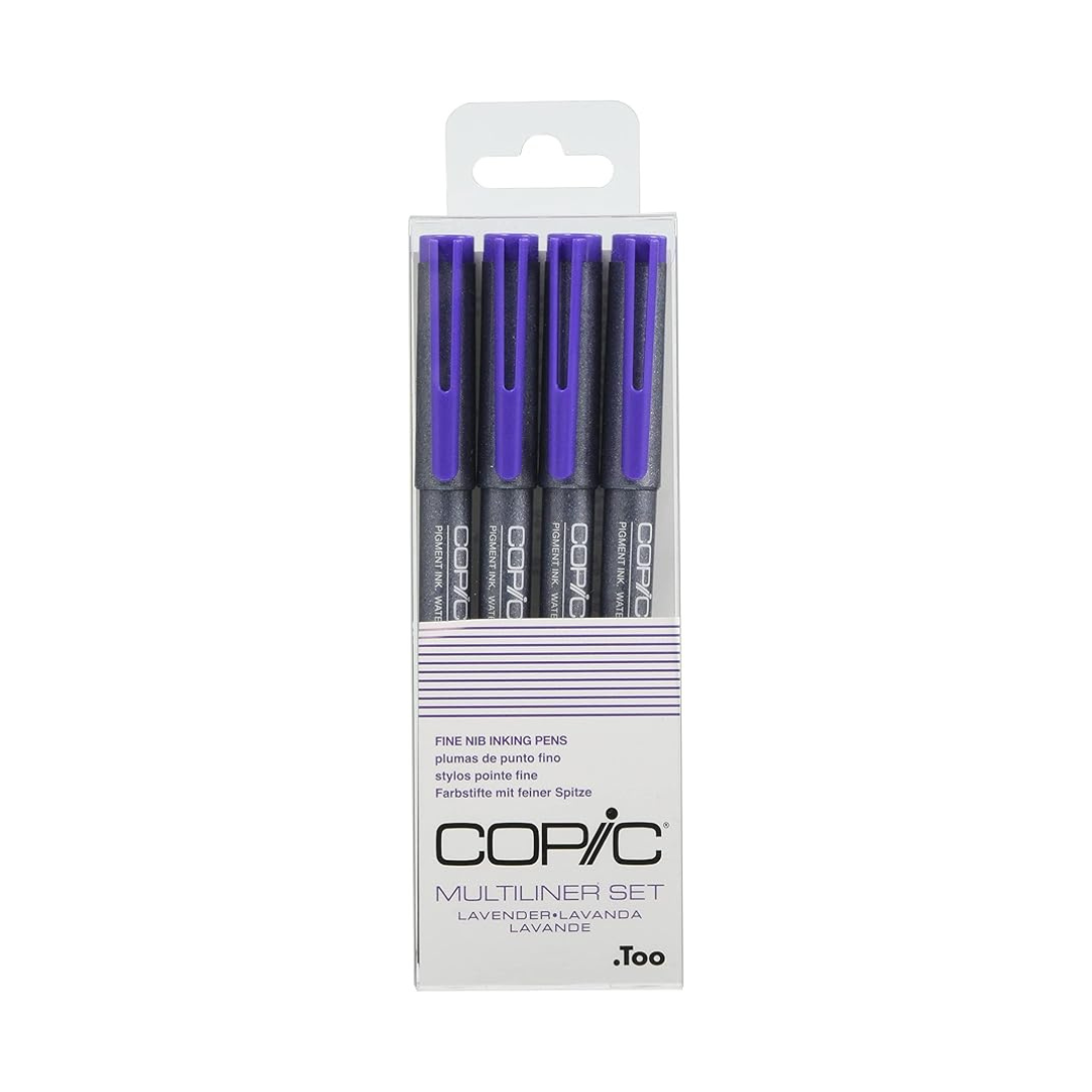 COPIC Multiliner Pens Set of 4, Lavender Set, Micro Pen, Drafting