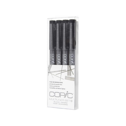 Copic Markers Multiliner Fine Pigment Based Ink, 4-Piece Set