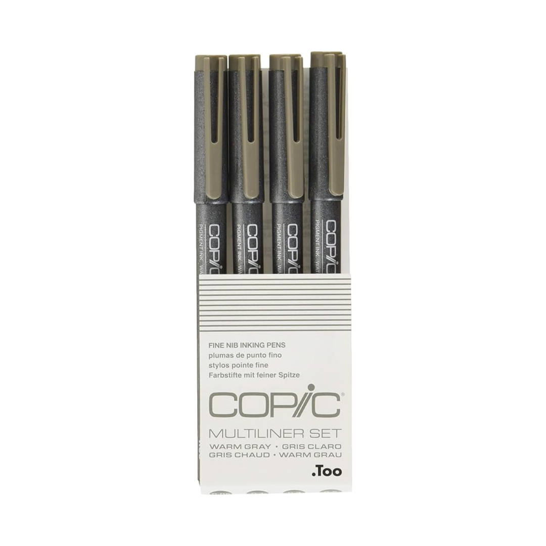 COPIC Multiliner Pens, Set of 4, Warm Gray, Set, Micro Pen, Drafting Pen, Drawing Pen, Line Art Pen