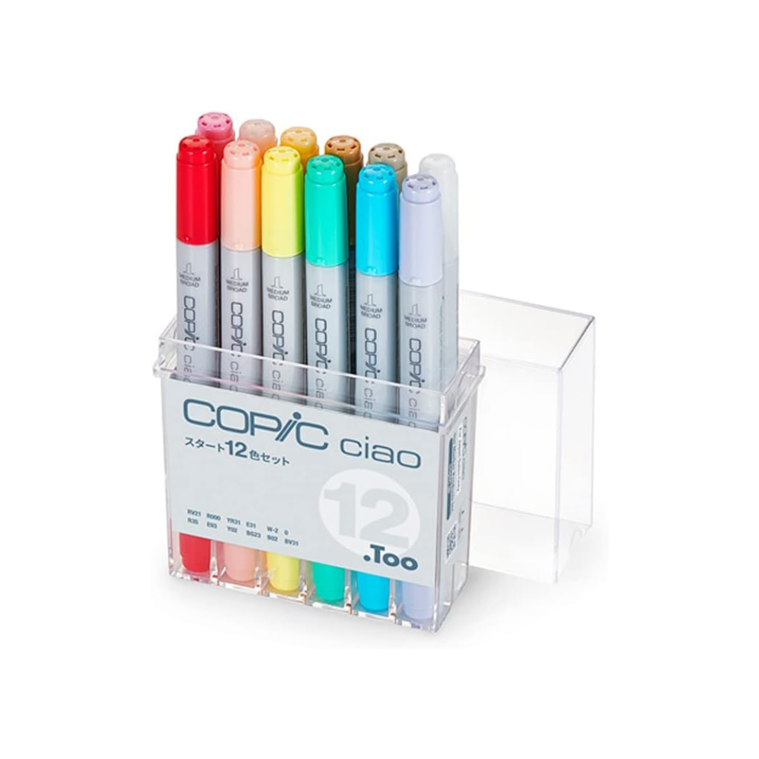 Copic Too / Copic Ciao Starter 12-Color Set Multicolor Illustration Markers, Marker Pen