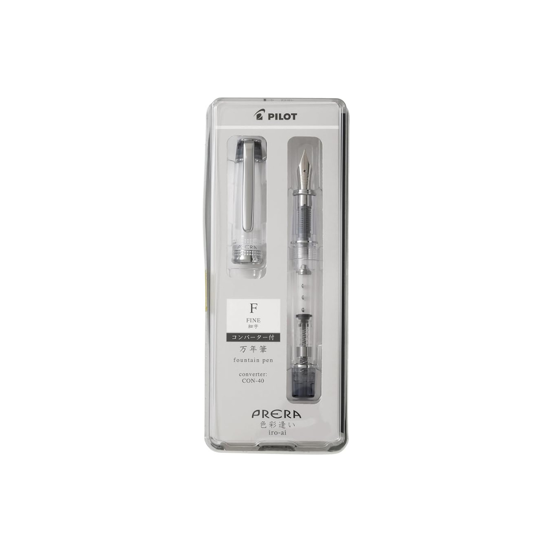 PILOT PFPR1TBF Prera PRERA Fountain Pen, Color Fountain, Fine Point, Transparent Black