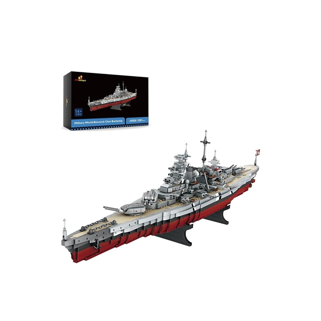 JMBricklayer Battleship Building Blocks Set 60006, Adult Building Toys, WWII Bismarck Navy Warship Ship Models, Military Building Blocks Building Toys, Birthday Christmas Gift Boys Military