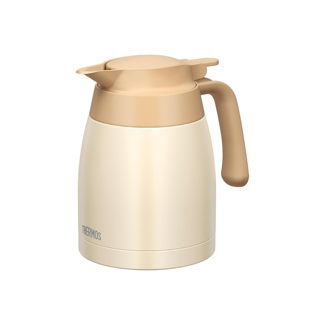 Thermos TTB-1001 CRW Stainless Steel Pot, Cream White, Insulated Tabletop Pot, Vacuum-Sealed Bottle Structure, Keeps Contents Hot or Cold