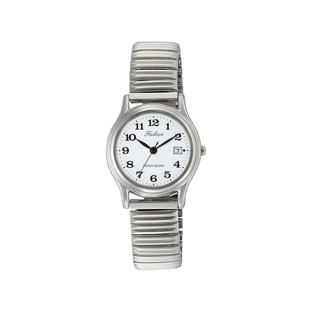 Analogue Waterproof Date Metal Band Watch D015-204 Women's White