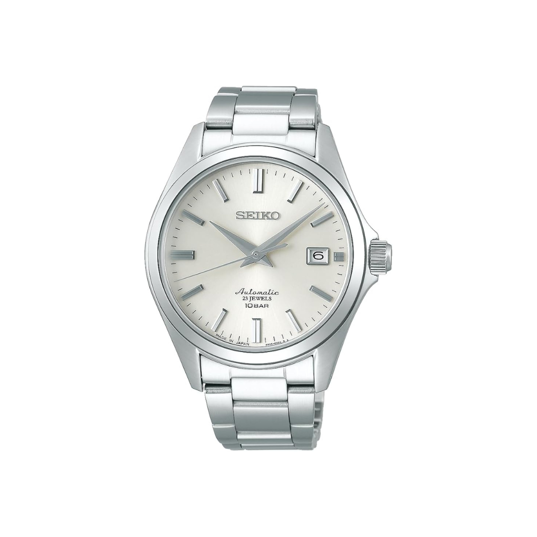 Seiko Limited Model SZSB011 Men's Automatic Winding Wrist Watch Formal Dress Line Watch, Silver, Dial Color - Ivory
