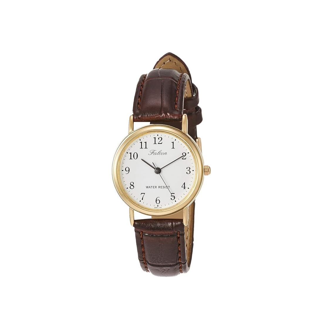 Citizen Q&Q Q997-104 Women's Watch, Analog Waterproof, Leather Strap, White, white/brown