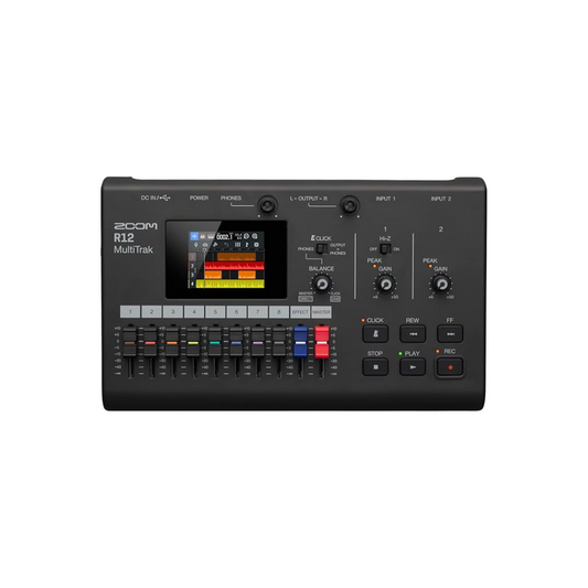 ZOOM R12 Zoom 8-Track Multi-Track Recorder, Portable, Battery Operated, Track Editing with Touch Screen Control, 2.4-inch Touch Screen Included, 2022 Model