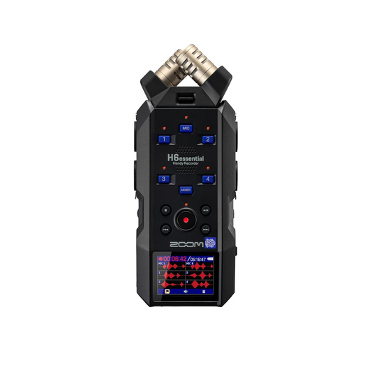 ZOOM Zoom H6essential Handy Recorder, 32-bit Float, 6 Track Specifications, Microphone Replacement, Timecode Video Creator, Podcast, ASMR, Musician, Recording, Live Streaming, Flagship Model with