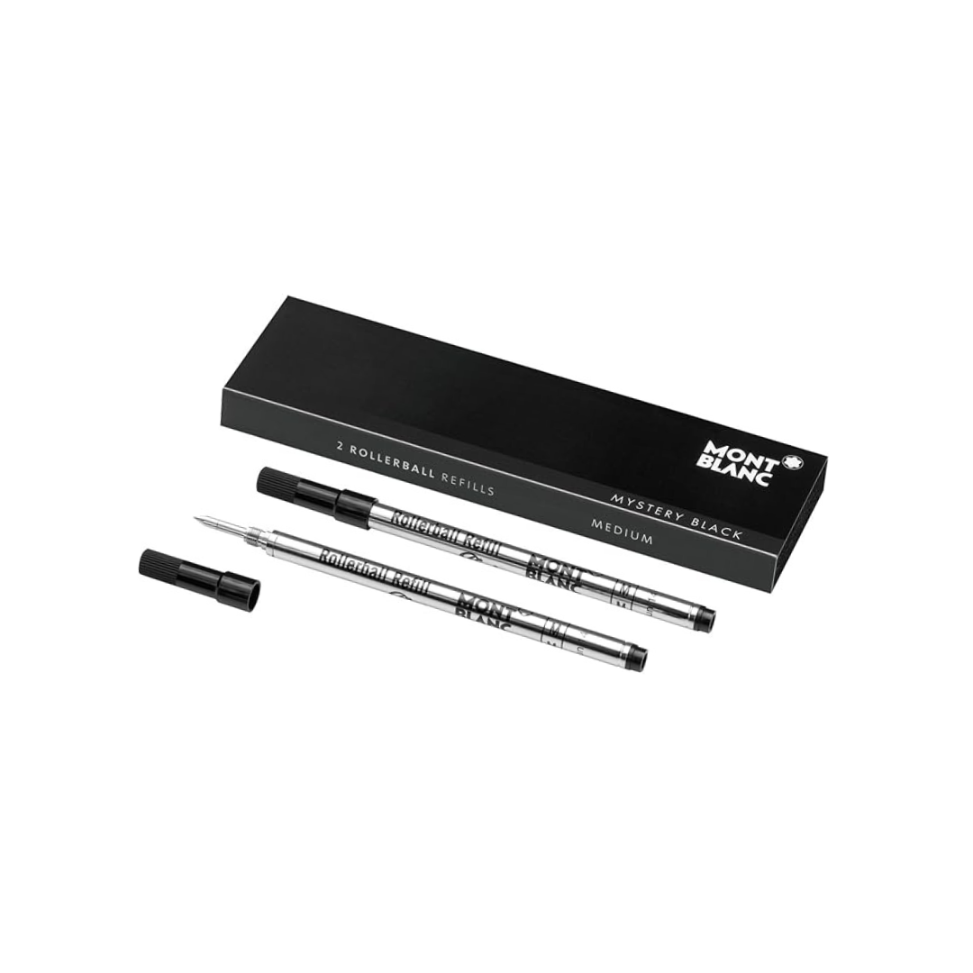 Montblanc Rollerball Refill M (Medium) Set of 2 Mystery Black Official Import MB105158