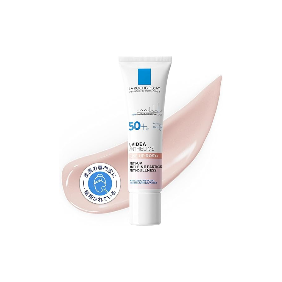 La Roche Posay Tone Up Rose + UV Base SPF 50+ PA+++++ Moisturizing, Sensitive Skin, Raw Gloss, Roody Feel, Transparent, 1.2 fl oz (30 ml)