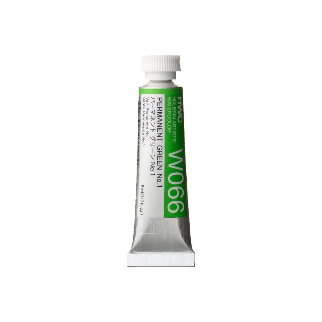 HOLBEIN W066 03066 Transparent Watercolor Paint, 0.17 fl oz (5 ml), No. 1, Permanent Green