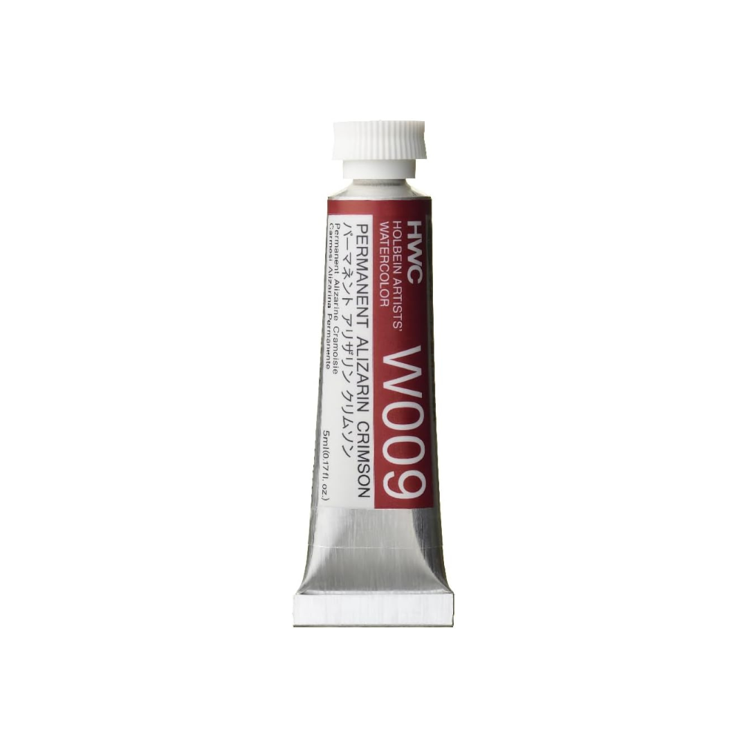 Holbein W009 Transparent Watercolor Paint, Permanent Alizarin Crimson, 0.16 fl oz (5 ml) (No.2), 003009