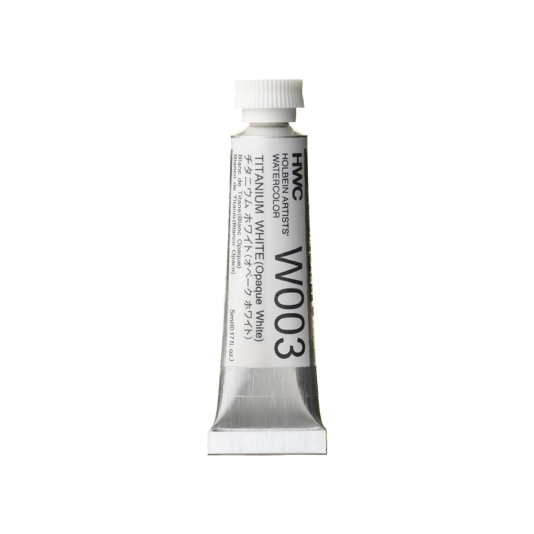 Holbein W003 Transparent Watercolor Paint, Titanium White Opaque, 0.16 fl oz (5 ml) (No.2), 003003