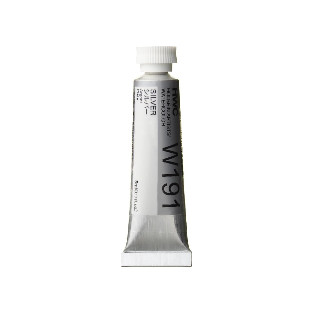 Holbein W191 Transparent Watercolor Paint, Silver, 0.16 fl oz (5 ml) (No.2), 003191