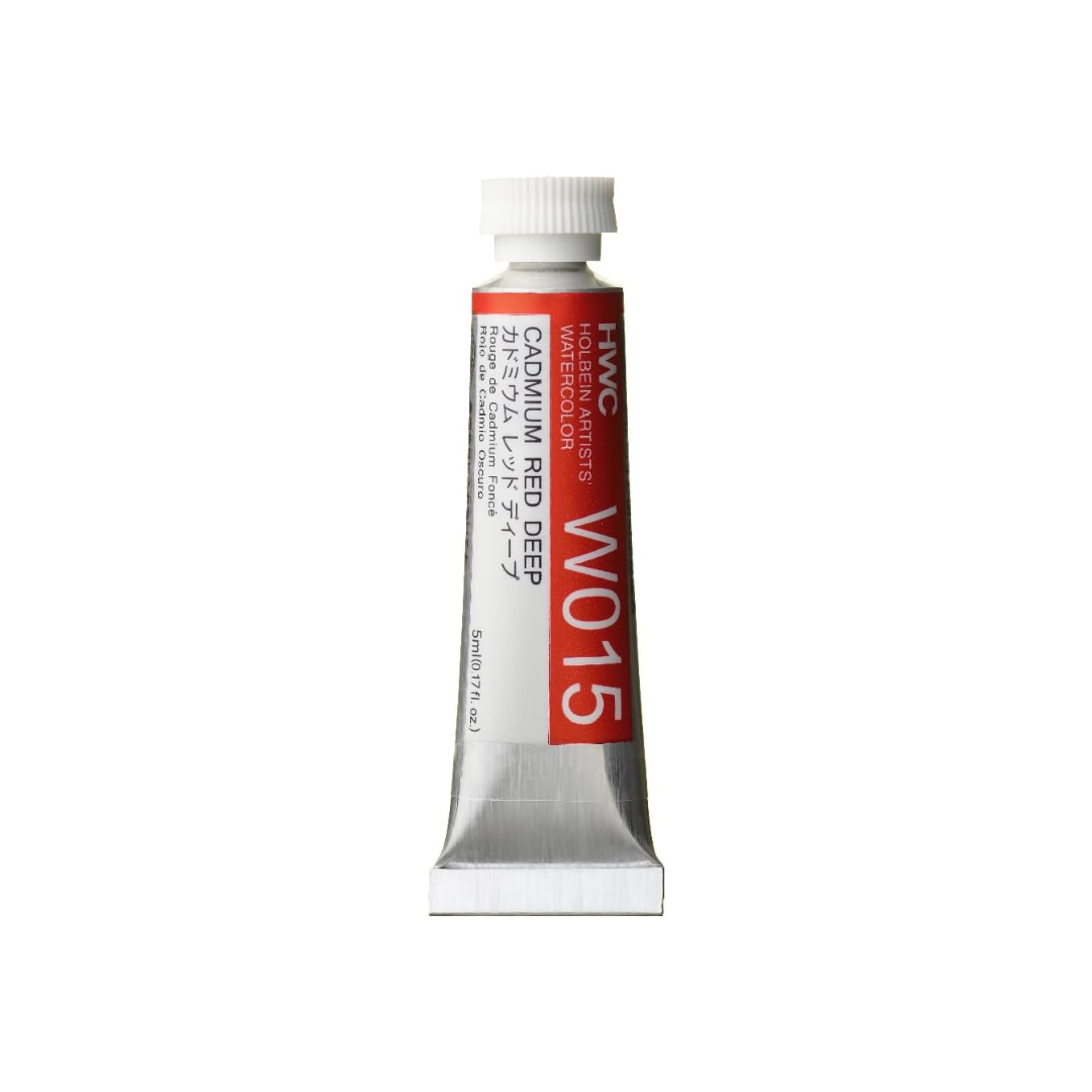 Holbein W015 Transparent Watercolor Paint, Cadmium Red Deep, 0.16 fl oz (5 ml) (No.2), 003015