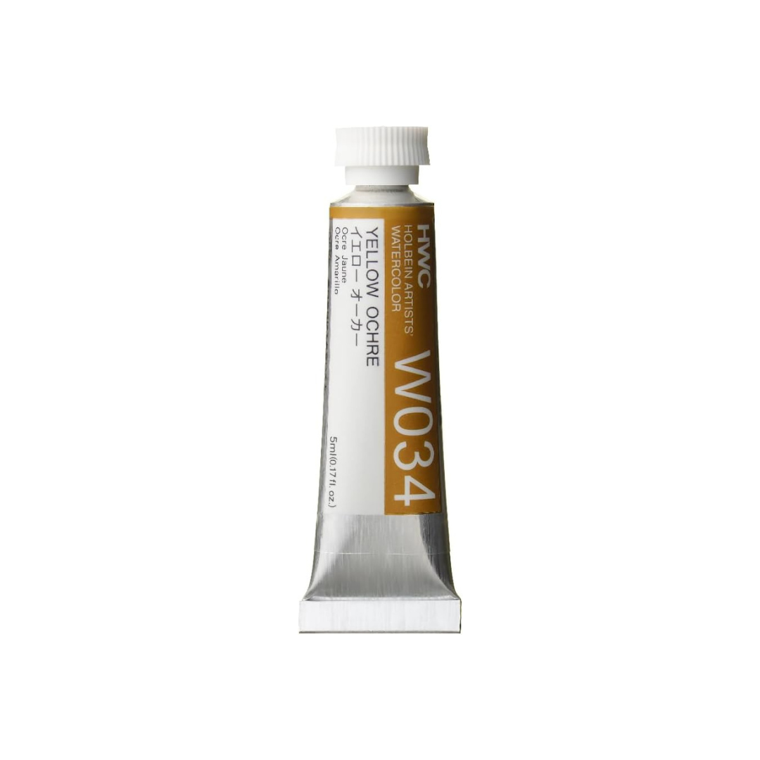 Holbein W034 Transparent Watercolor Paint, Ochre Yellow, 0.16 fl oz (5 ml) (No.2), 003034