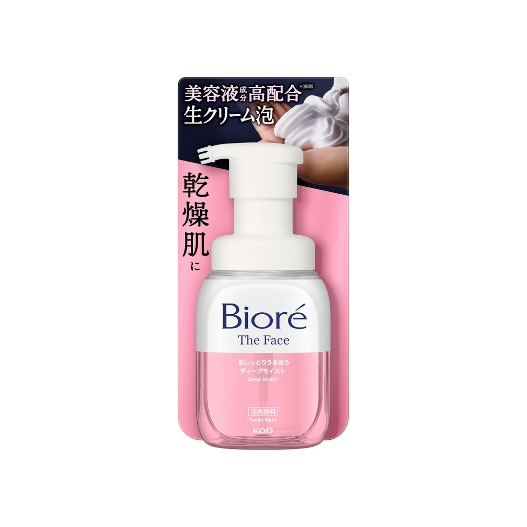 Biore The Face Foam Facial Cleanser, Deep Moist, Frictionless, Moisturizing Ingredients, Prevents Dryness