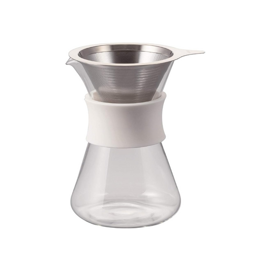 HARIO S-GCM-40-W Glass Coffee Maker, Practical 13.5 fl oz (400 ml), White Dripper Decanter Set with Band