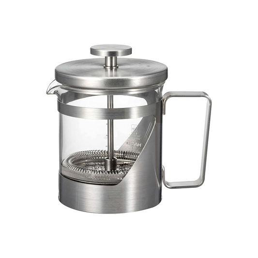 HARIO THSV-2-HSV Hairline Silver Pressed Coffee, Heat Resistant Glass, Stainless Steel, Practical Capacity, 10.1 fl oz (300 ml)