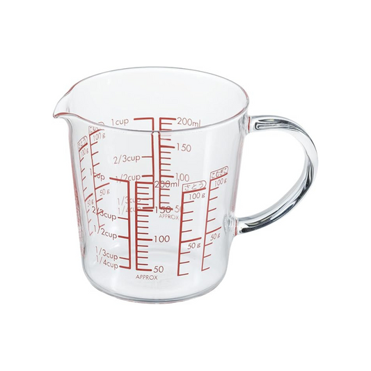 HARIO MJCW-20-R-BK Measuring Cup Wide, 6.8 fl oz (200 ml), Made in Japan, Heat Resistant Glass