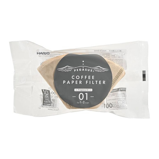 HARIO PEF-01-100M Pegasus Coffee Paper Filter 01M Misarashi 1-2 Cups, 100 Pieces,