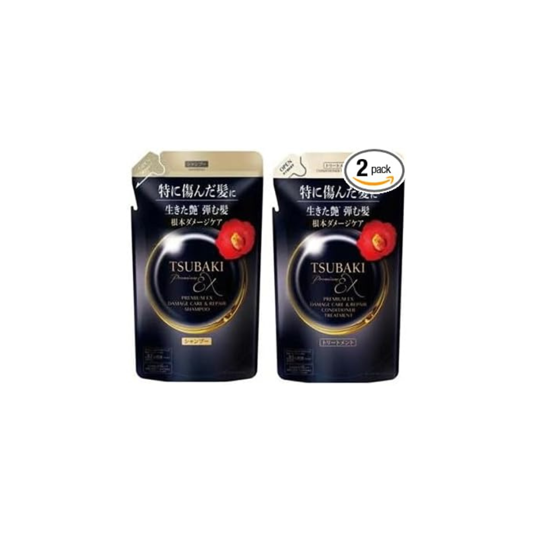 Tsubaki Premium EX Damage Care Repair Shampoo & Conditioner Refill 10.1 fl oz (300 ml) x 2 Packs