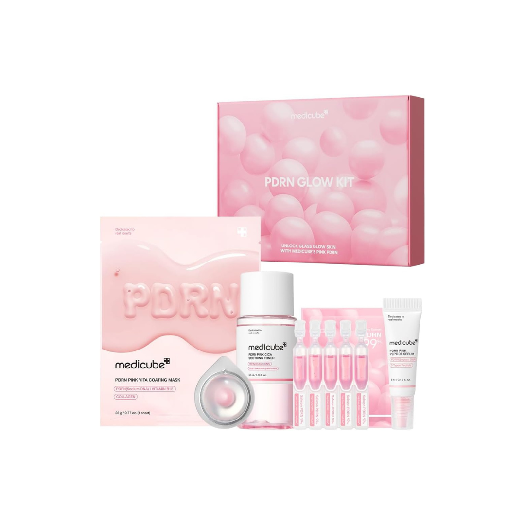 Medicube PDRN Trial Kit, Trial Set (Lotion + Beauty + Cream + Face Mask Pack), PDRN Pink Ample, Salmon Injection, Hypoallergenic, Moisture, Moisturizing,...