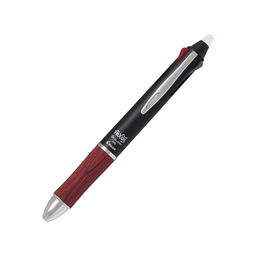Pilot P-LKFB-60UF-GY Friction Ball 3 0.5 Ballpoint Pen, Erasable, 3-Color, Gray, Wood