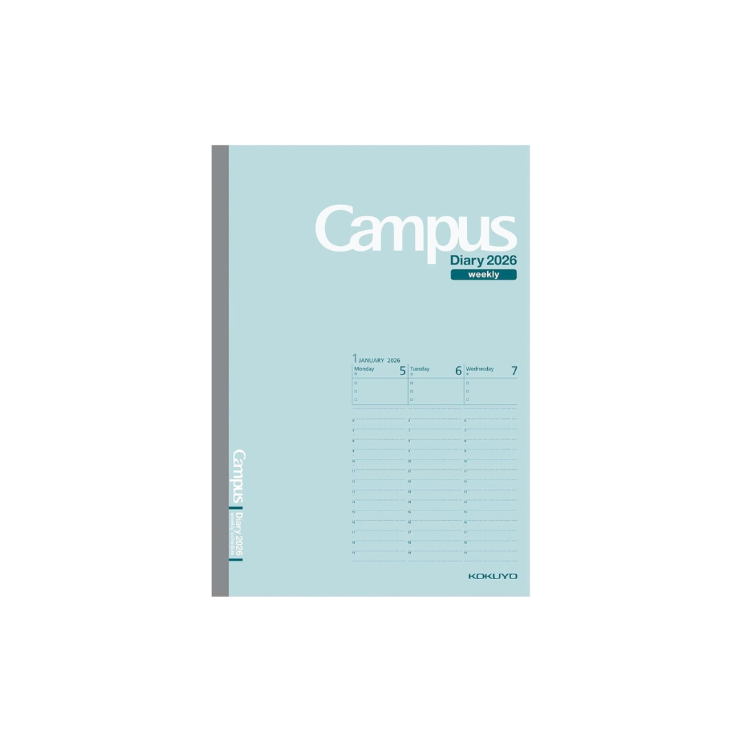 Kokuyo 2026 Campus Diary, Weekly Vertical, A5, Light Green, Ni-CWVLG-A5-26, Starts from January 2026