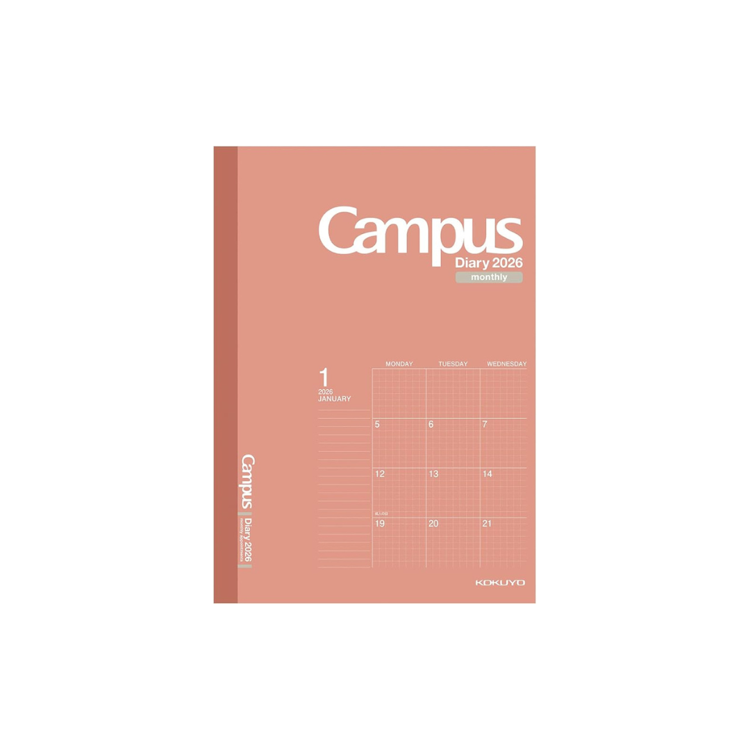 Kokuyo 2026 Campus Diary Monthly Block Graph Ruled A5 Red - CMSR-A5-26 Starts from December 2025