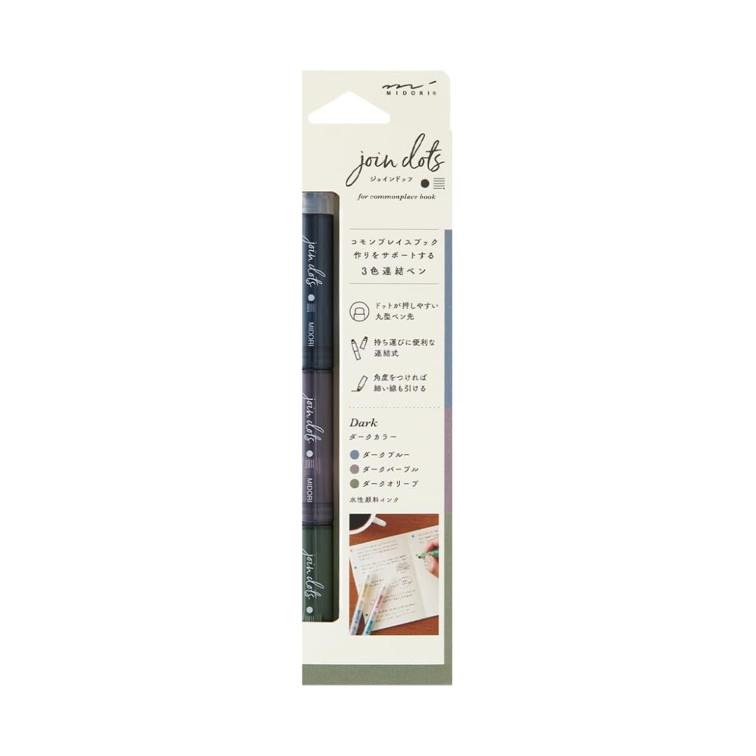 Midori Joint Dots 38140006 Rollerball Pen, 3-Color Connection, Dark