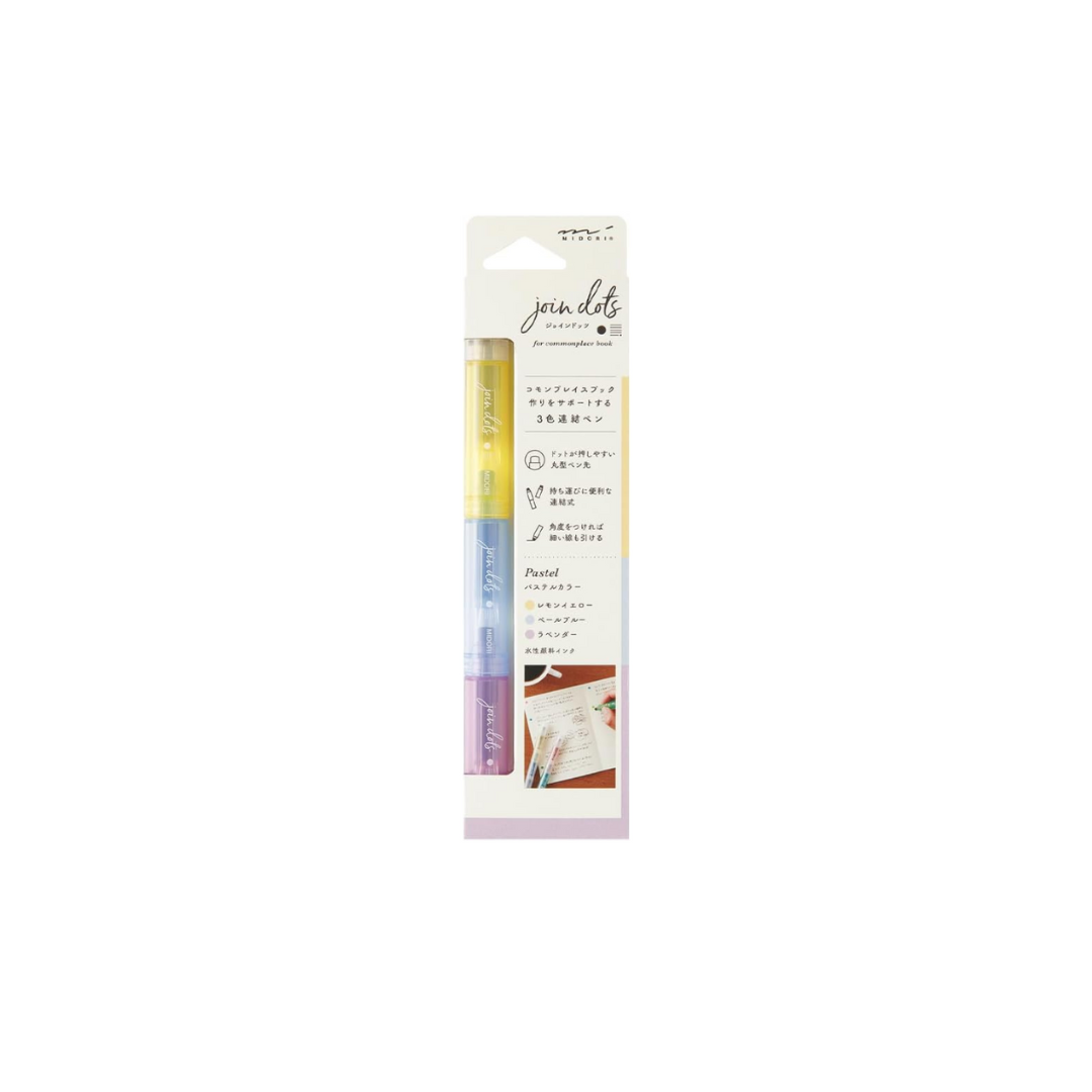 Midori Joint Dots 38136006 Rollerball Pen, 3-Color Connection, Pastel