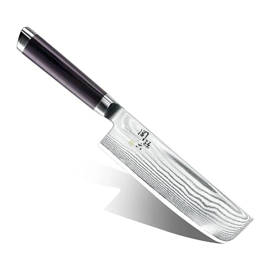 Kai Corporation AE5206 Nakiri Knife, Sekimagoroku, Damascus, 6.5 in (165 mm)
