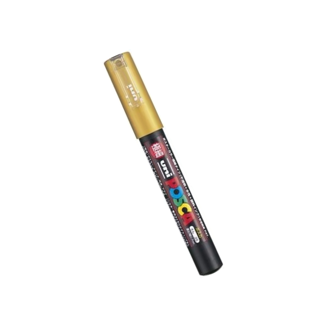 Mitsubishi Pencil, Posca, Extra Fine Point, Gold, PC-1M.25, Set of 2