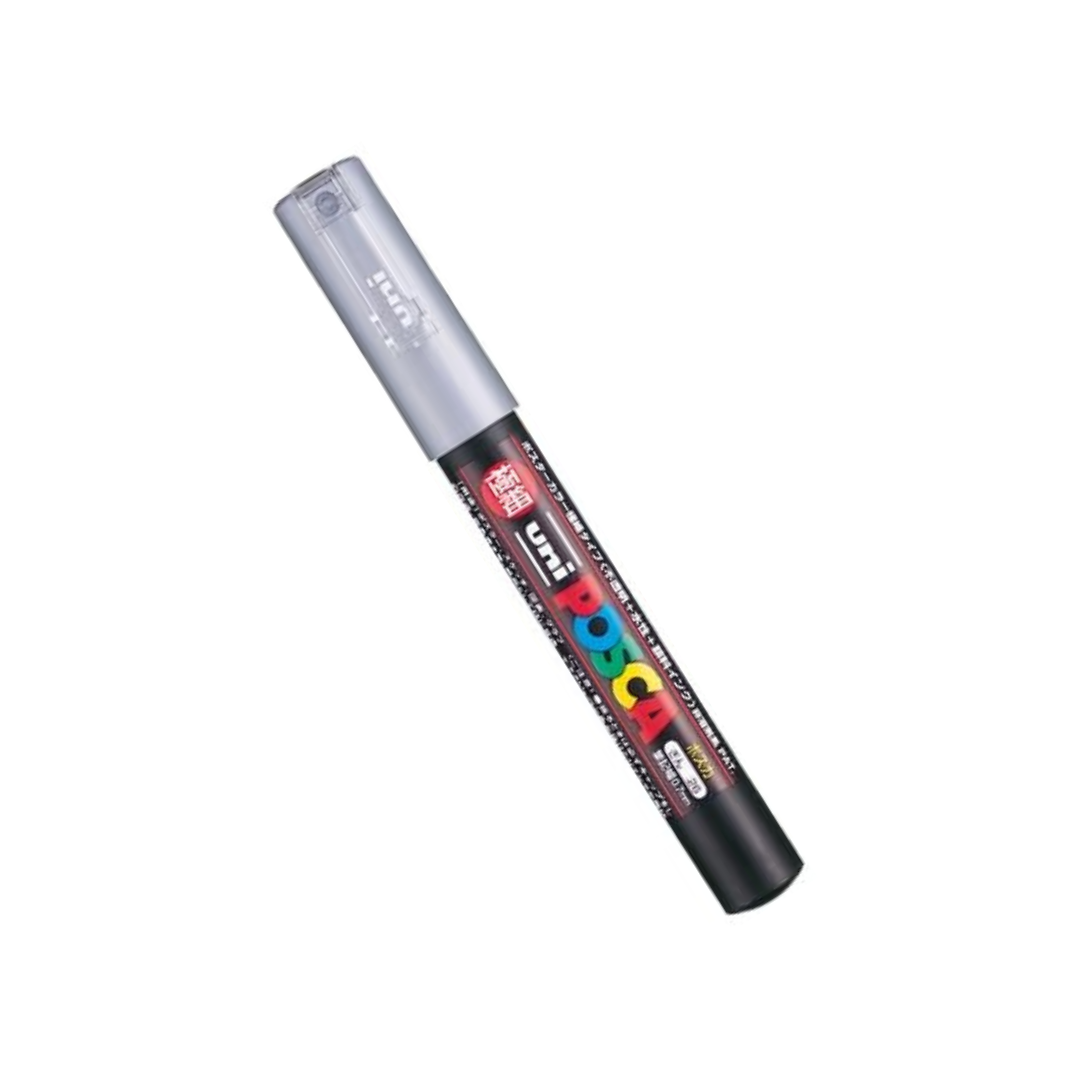 Mitsubishi Pencil, Uni Posca, Extra Fine Point, Silver, Set of 2